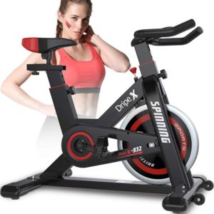 Vélo d’exercice Dripex  Spinning Appareil Fitness Silencieux avec Capteur Cardiaque, LCD écran